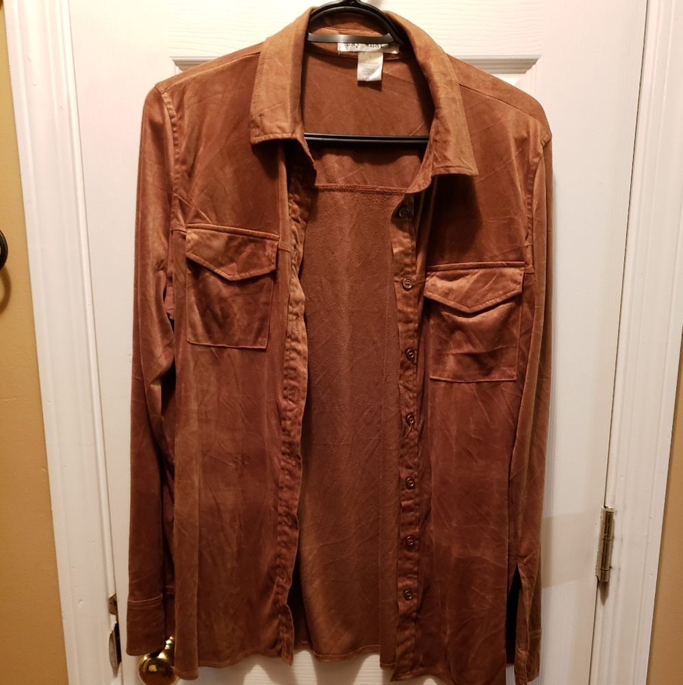 Brown peanut butter velour pants suit